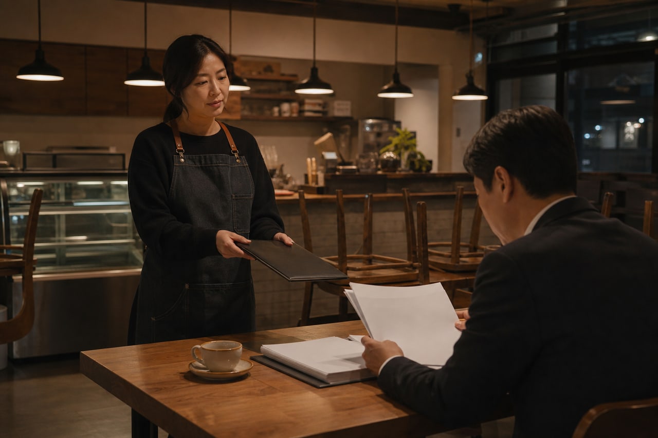상가 임대인에게 신규임차인 자료를 전달하는 점주